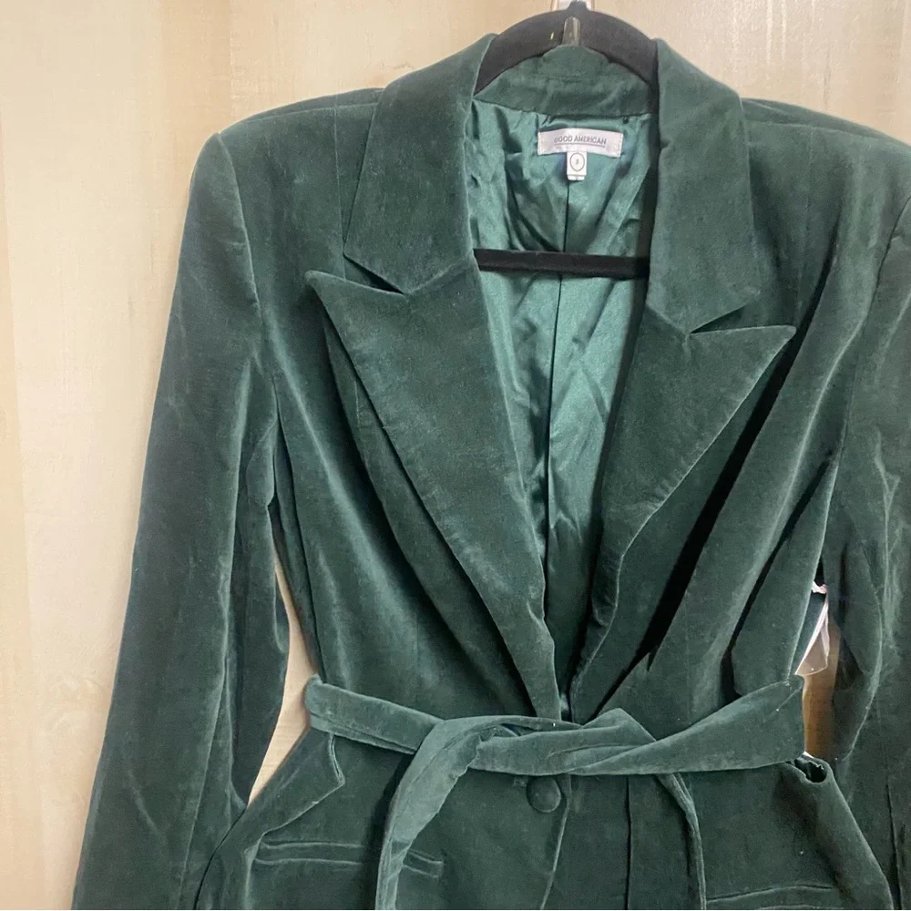 Good American Green Velvet Holiday Blazer Size Large - Picture 4 of 12